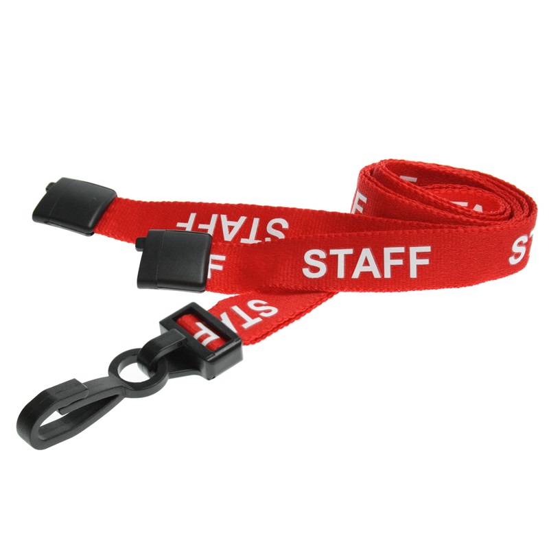 Billede af Staff rød lanyard / Halssnor / Keyhanger / Nøglesnor / Halsrem 15 mm med plast krog. 60270589